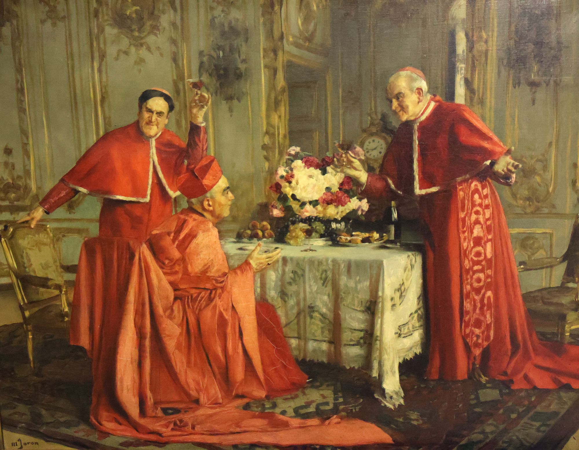 Le déjeuner des ecclésiastiques. Maurice Joron. Peinture. Vers 1920