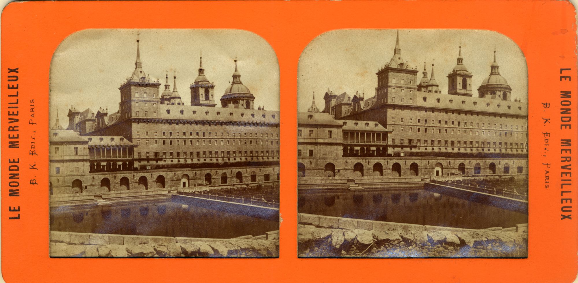 Palais de l'Escurial. Carte stéréoscopique. B.K. Carte stéréoscopique. 2e moitié du XIXe siècle